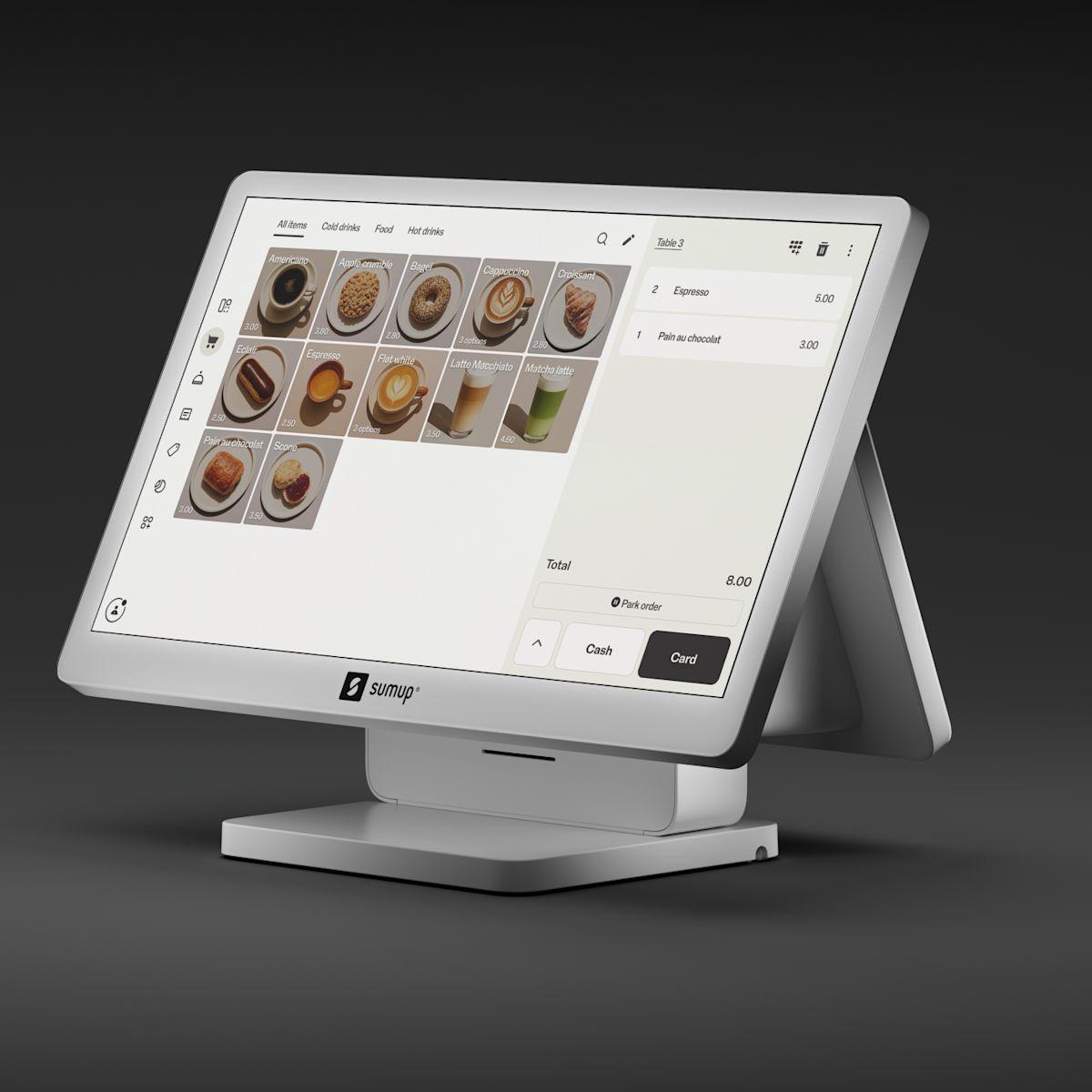 Dual-screen till on a counter stand